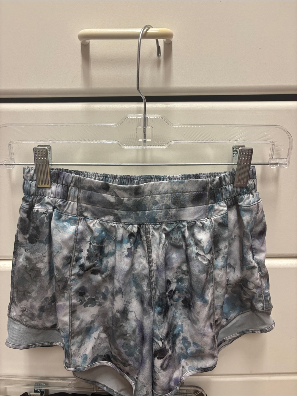 lululemon athletica Gray and Blue Marble-Print Athletic Shorts